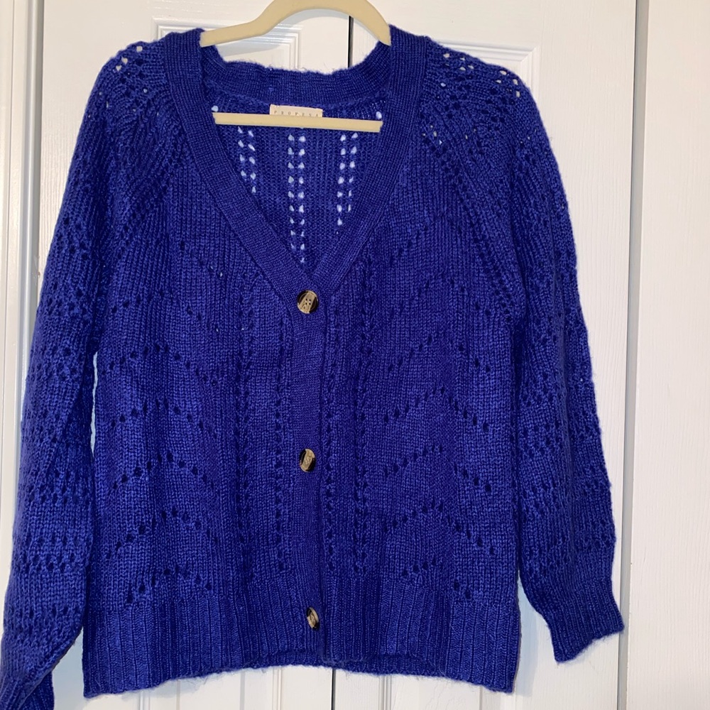 Cobalt blue chunky knit cardigan